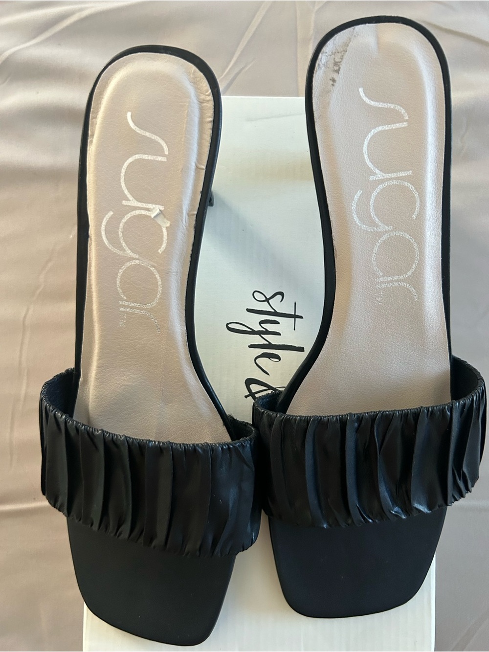 Style & Co. Black Ruched Slide Mules